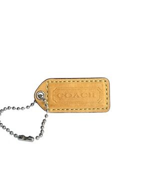 Coach Two-Tone Leather Hangtag Tan Metallic Sage Green 2"